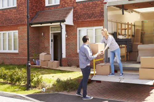 Professional movers handling furniture and boxes in Docklands