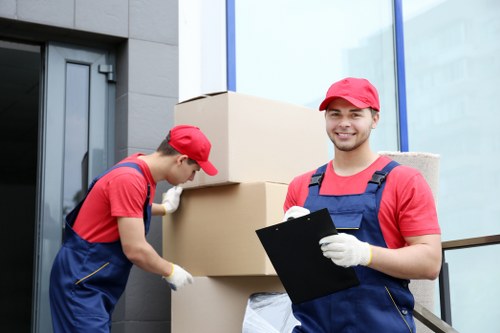 Docklands movers assisting with an office relocation in a commercial tower