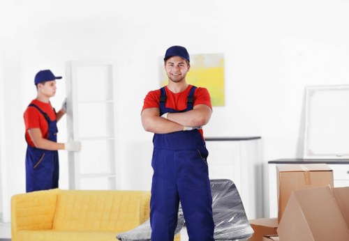 Removal team supporting a local move in Docklands apartment area