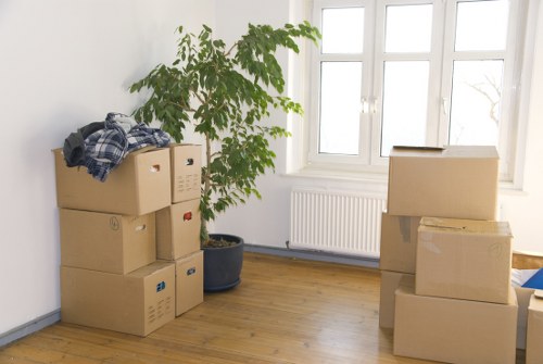 Office furniture and equipment being moved in Docklands