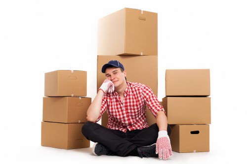 Protected furniture and moving equipment ready for a safe Docklands relocation