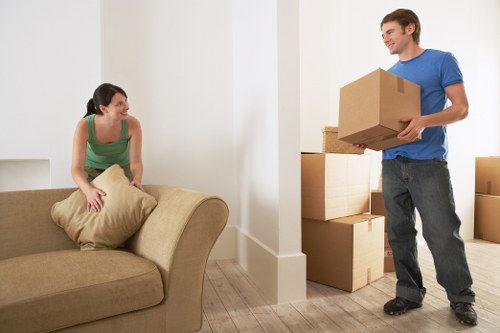 Docklands moving truck loading furniture and boxes